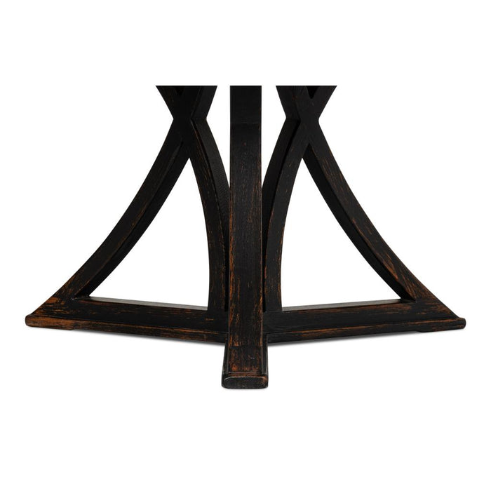 Sarreid Flying Buttress Round Dining Table, Antique Black