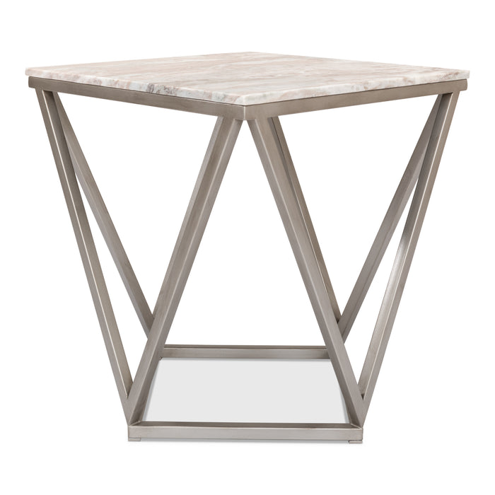 Sarreid Trapezoid Side Table, Marble Top 53153