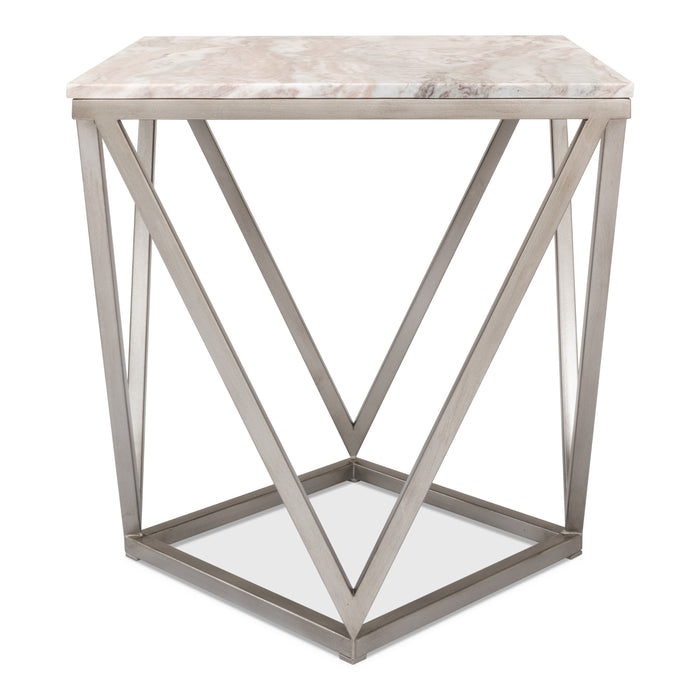 Sarreid Trapezoid Side Table, Marble Top 53153