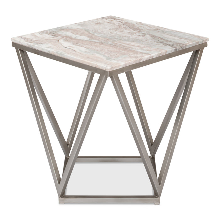 Sarreid Trapezoid Side Table, Marble Top 53153