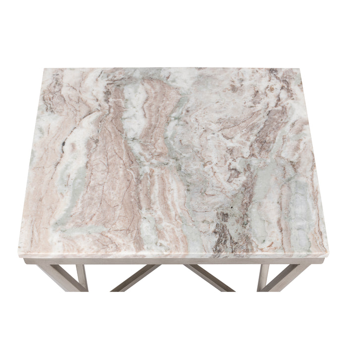 Sarreid Trapezoid Side Table, Marble Top 53153