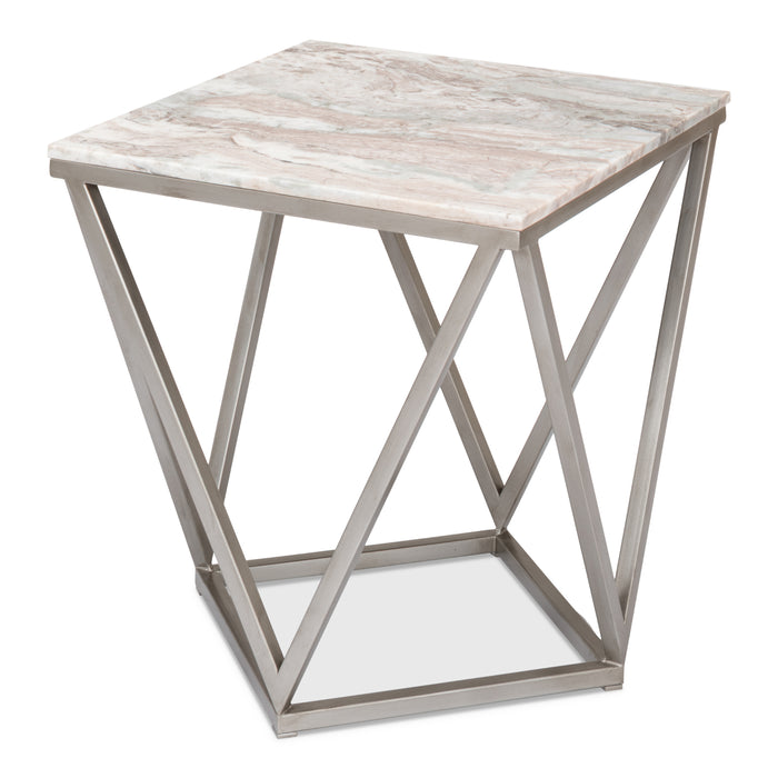 Sarreid Trapezoid Side Table, Marble Top 53153