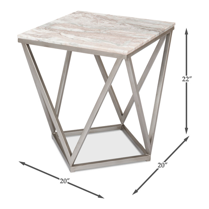 Sarreid Trapezoid Side Table, Marble Top 53153