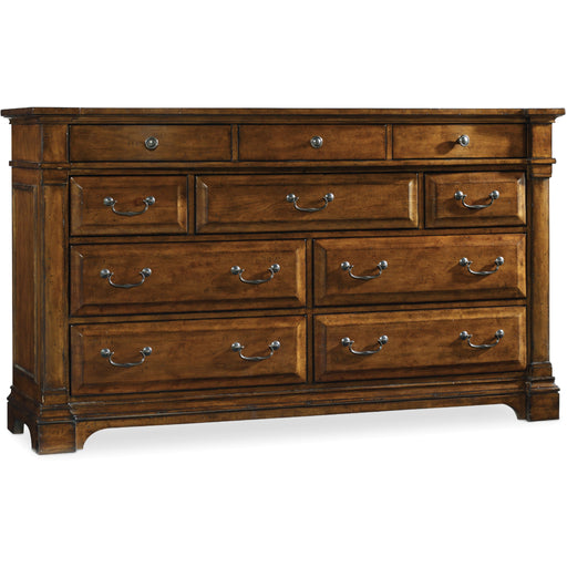 Hooker Furniture Traditional Dark Wood Wide Tynecastle Dresser