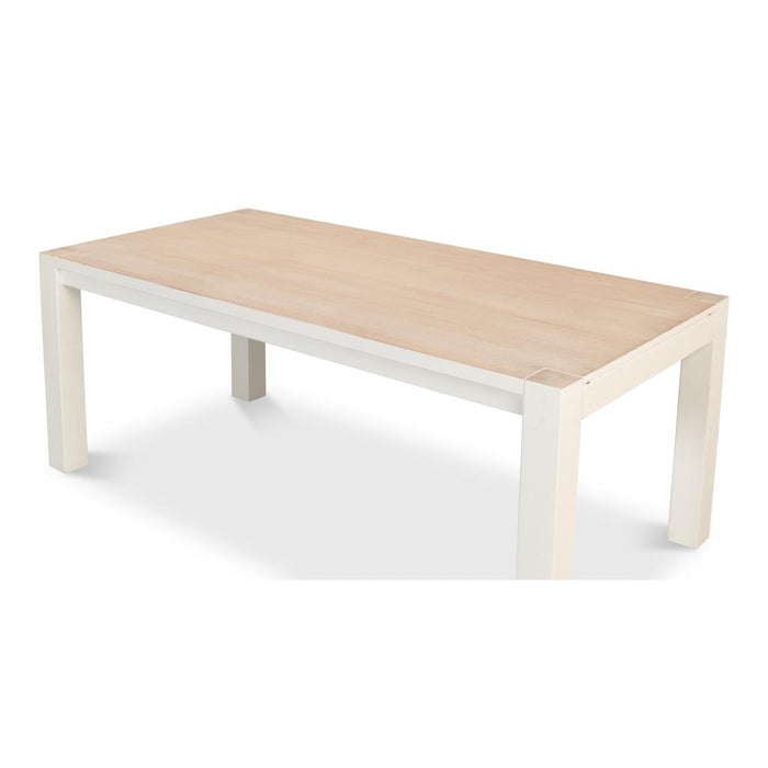 Sarreid Duncan White Dining Table Wood Extension Leaves