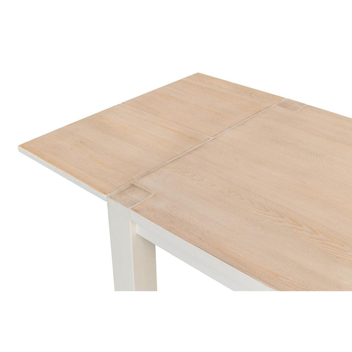 Sarreid Duncan White Dining Table Wood Extension Leaves