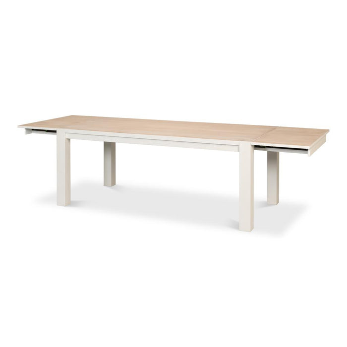 Sarreid Duncan White Dining Table Wood Extension Leaves