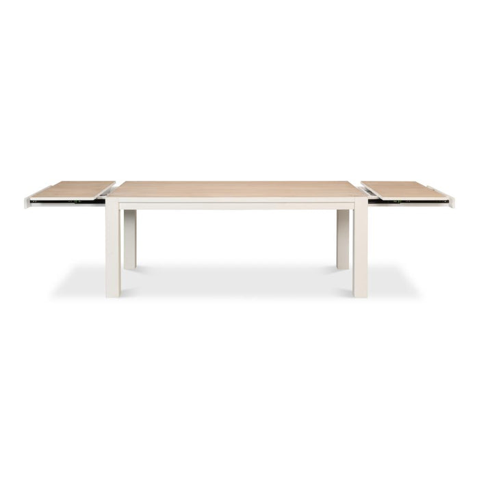 Sarreid Duncan White Dining Table Wood Extension Leaves