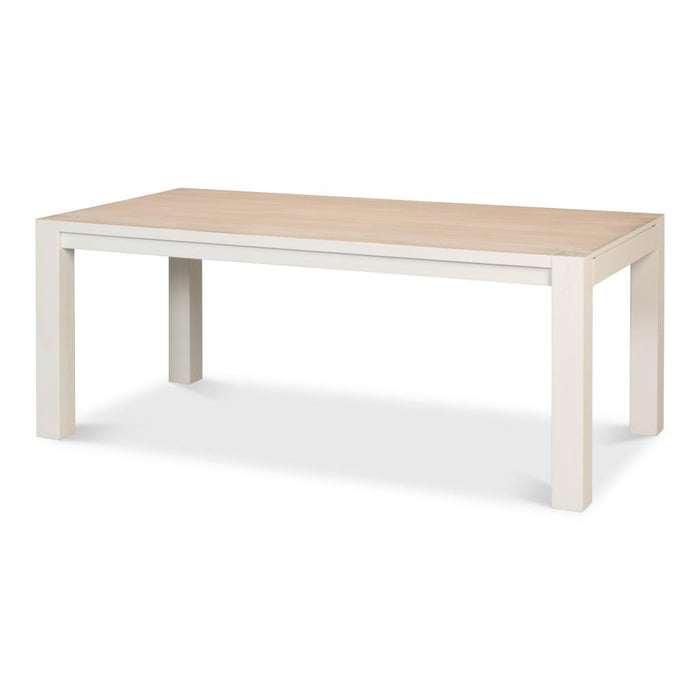 Sarreid Duncan White Dining Table Wood Extension Leaves