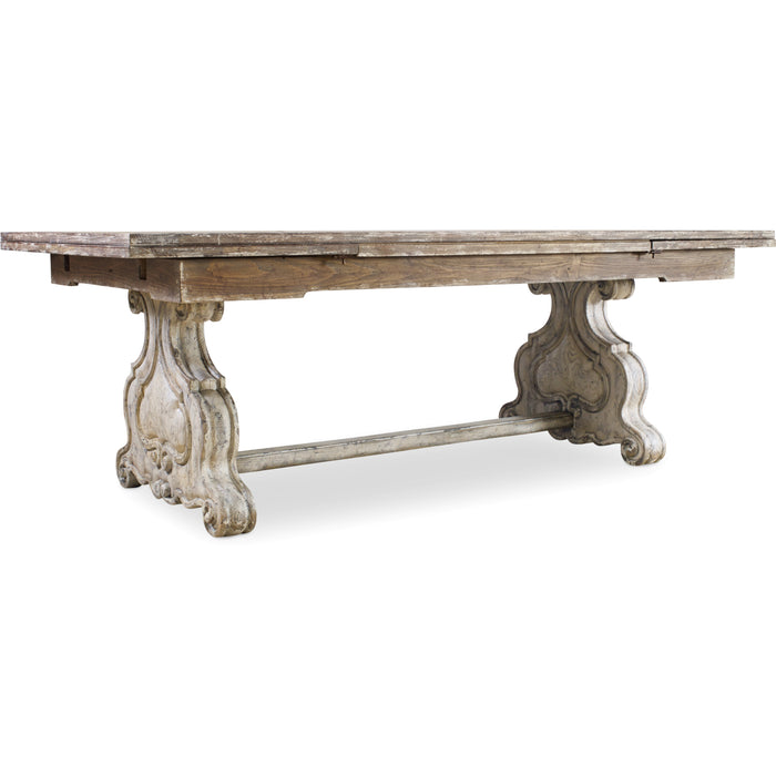 Hooker Furniture Casual Chatelet Refectory Trestle Dining Table with Two 22'' Leaves
