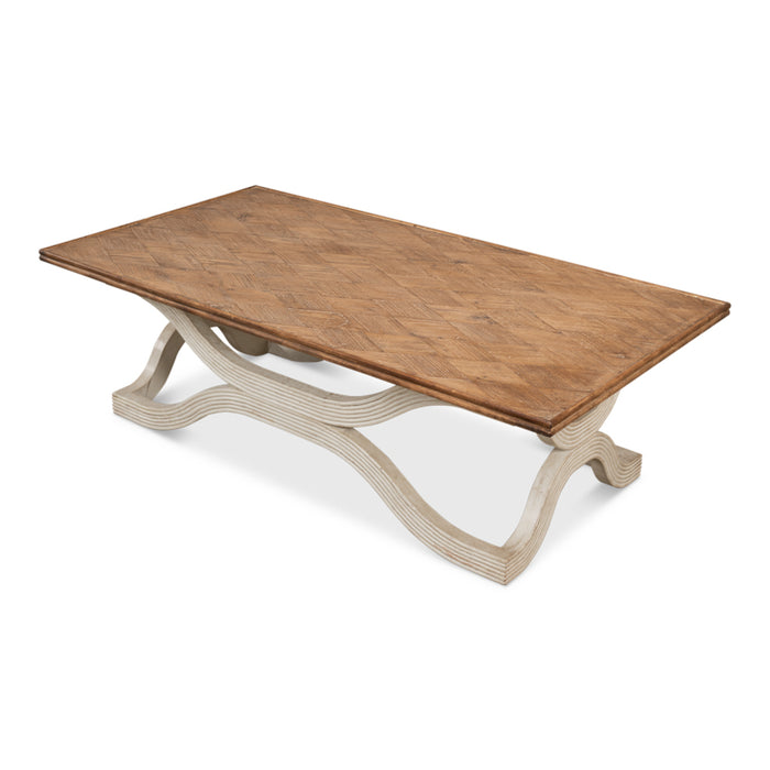 Sarreid LTD. Reclaimed Pine Wavy Coffee Table, Antique White