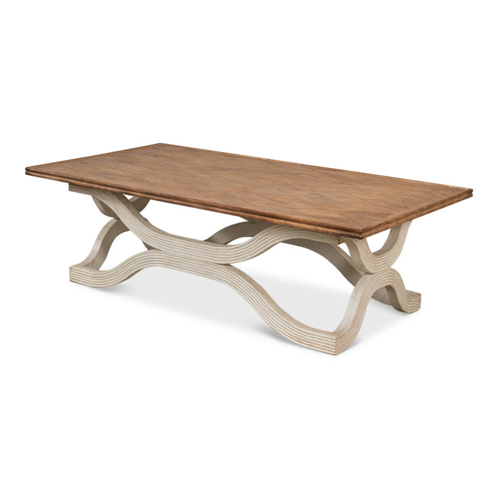 Sarreid LTD. Reclaimed Pine Wavy Coffee Table, Antique White