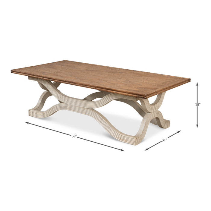 Sarreid LTD. Reclaimed Pine Wavy Coffee Table, Antique White