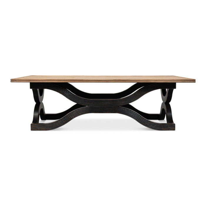 Sarreid LTD. Reclaimed Pine Wavy Coffee Table, Antique Black