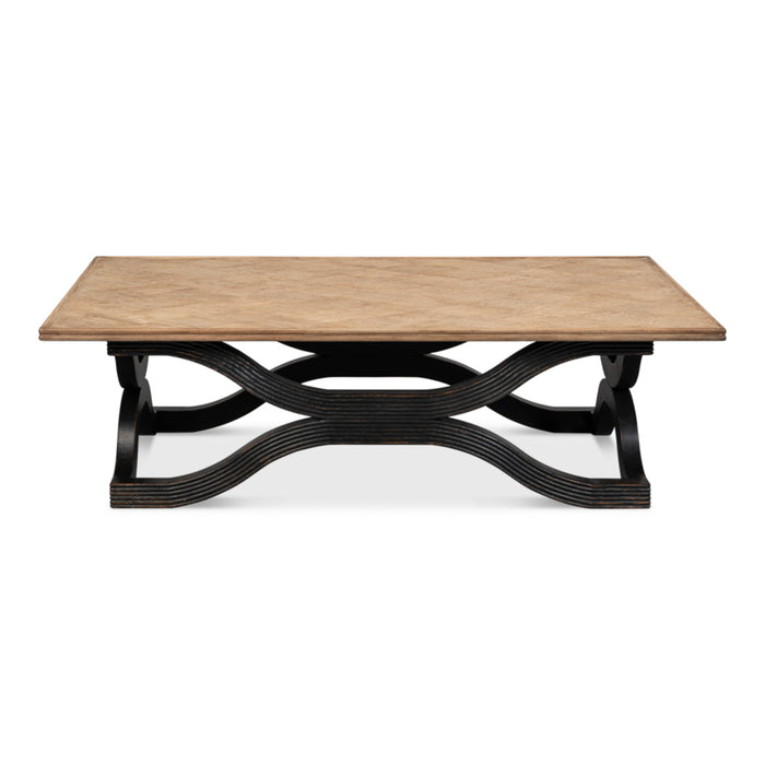 Sarreid LTD. Reclaimed Pine Wavy Coffee Table, Antique Black