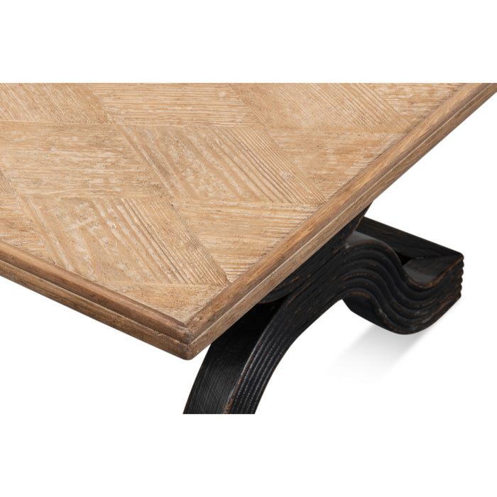 Sarreid LTD. Reclaimed Pine Wavy Coffee Table, Antique Black