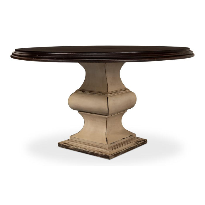 Sarreid Elias Round Dark Wood Pedestal Dining Table