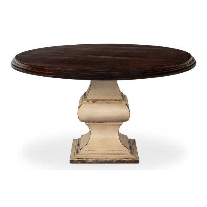 Sarreid Elias Round Dark Wood Pedestal Dining Table