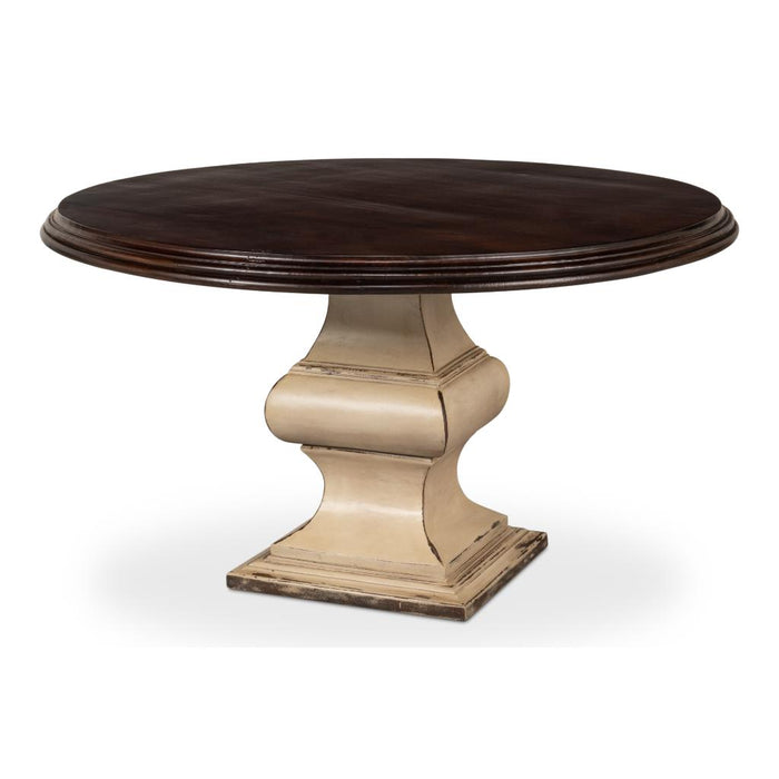 Sarreid Elias Round Dark Wood Pedestal Dining Table