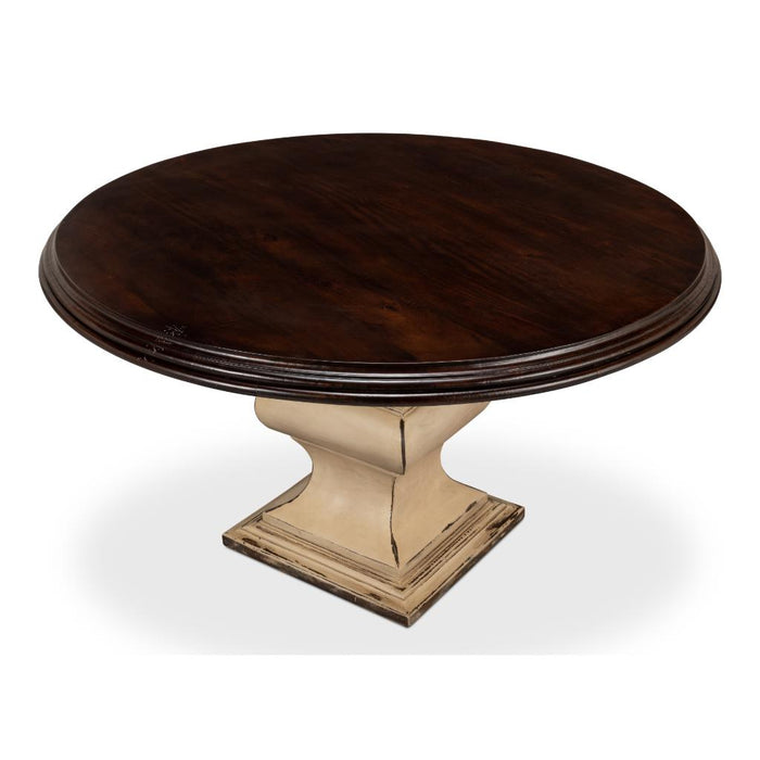 Sarreid Elias Round Dark Wood Pedestal Dining Table