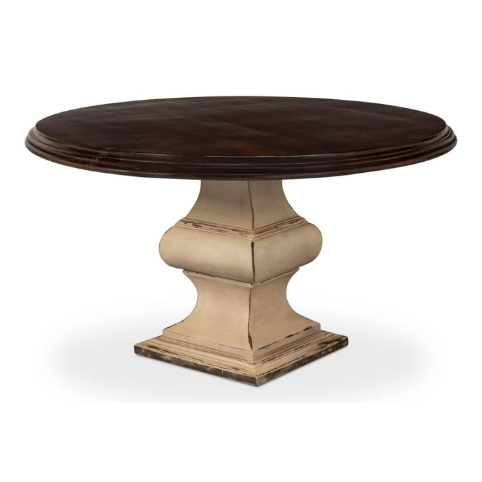 Sarreid Elias Round Dark Wood Pedestal Dining Table