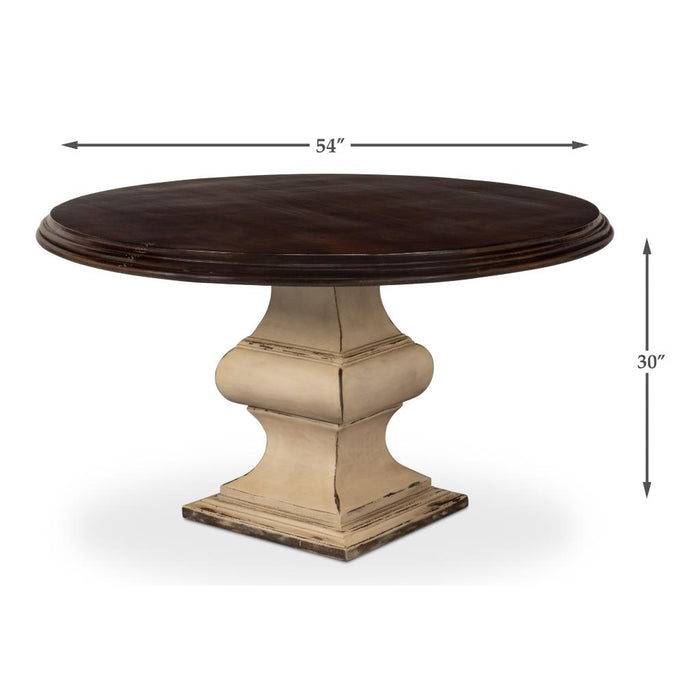 Sarreid Elias Round Dark Wood Pedestal Dining Table