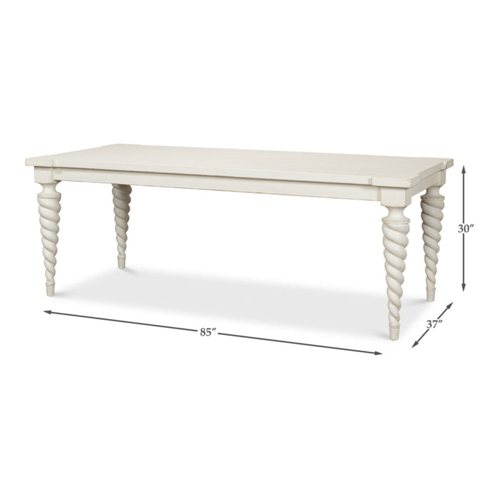 Sarreid LTD. Teagan Dining Table, Antique White 53676-3