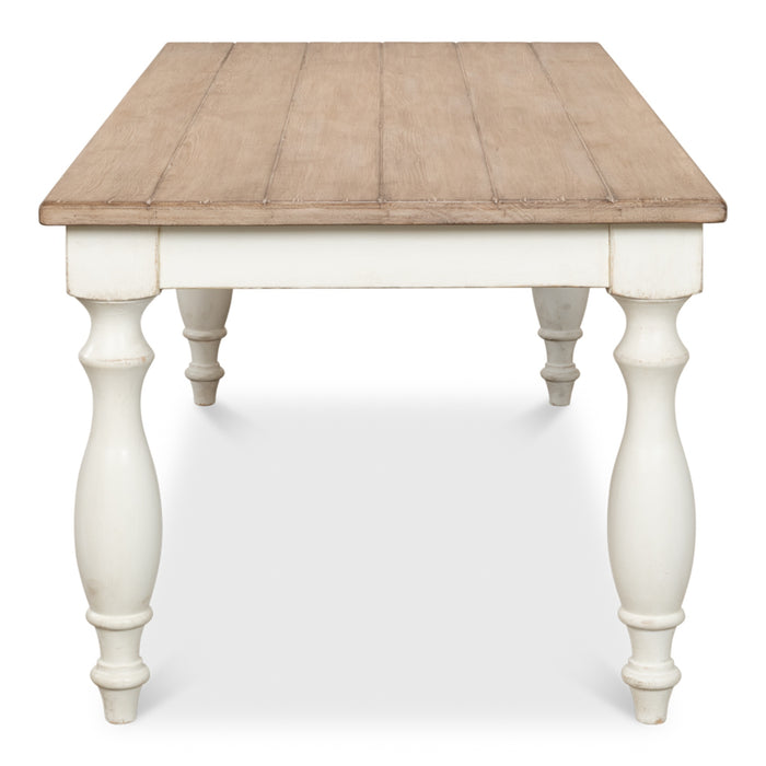 Sarreid LTD. Brie Dining Table, Antique White/Natural Top