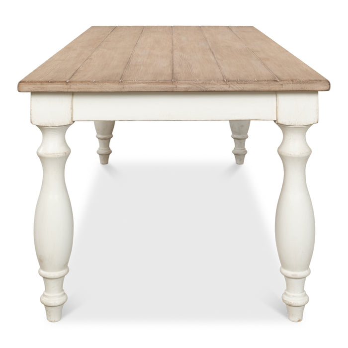 Sarreid LTD. Brie Dining Table, Antique White/Natural Top