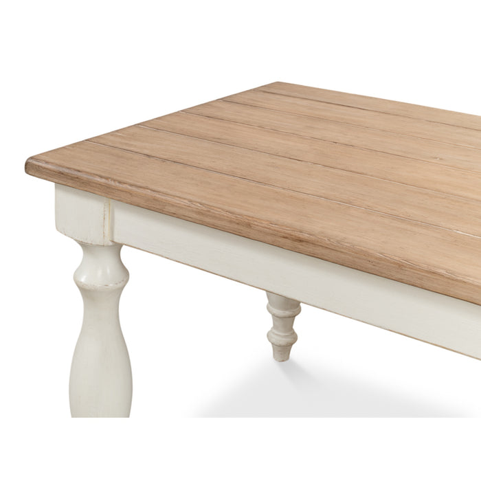 Sarreid LTD. Brie Dining Table, Antique White/Natural Top