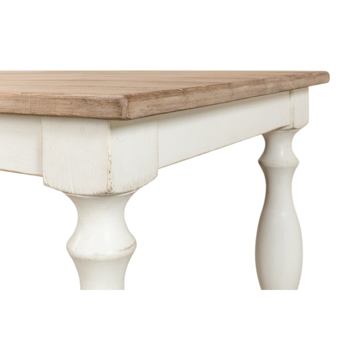 Sarreid LTD. Brie Dining Table, Antique White/Natural Top