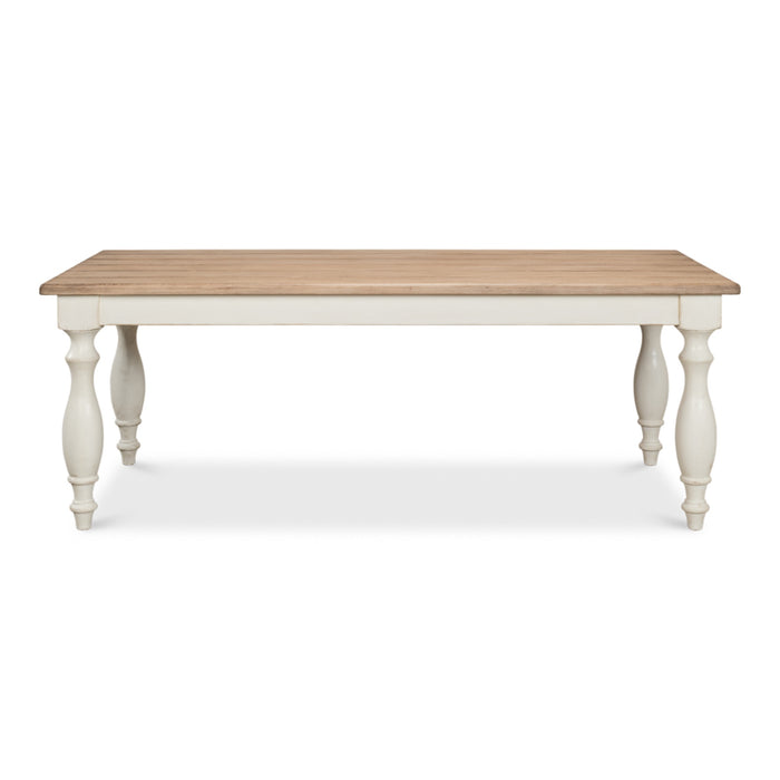 Sarreid LTD. Brie Dining Table, Antique White/Natural Top