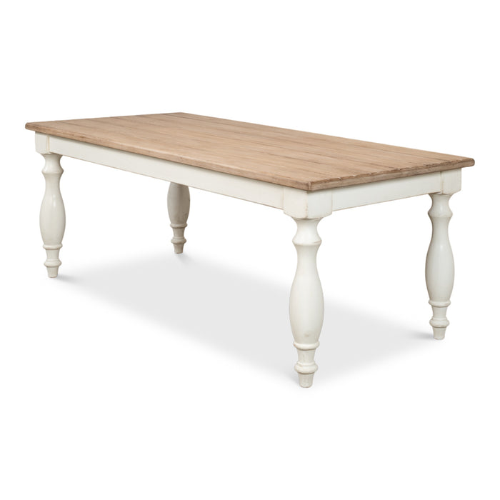 Sarreid LTD. Brie Dining Table, Antique White/Natural Top