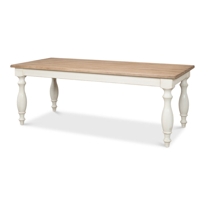 Sarreid LTD. Brie Dining Table, Antique White/Natural Top