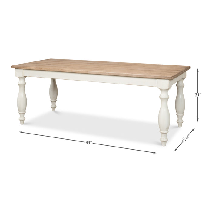 Sarreid LTD. Brie Dining Table, Antique White/Natural Top