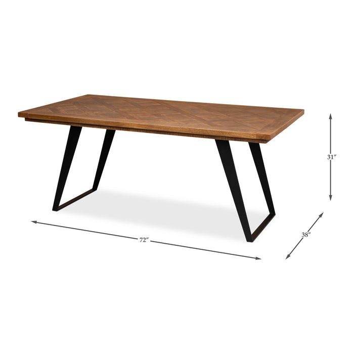 Sarreid Paige Parquet Top Wooden Rectangle Dining Table