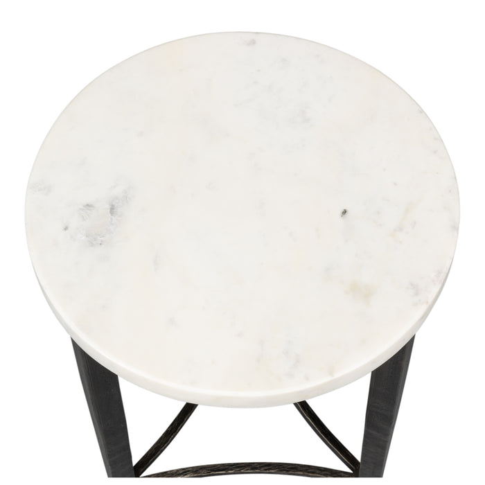 Sarreid Mykos Side Table White Marble