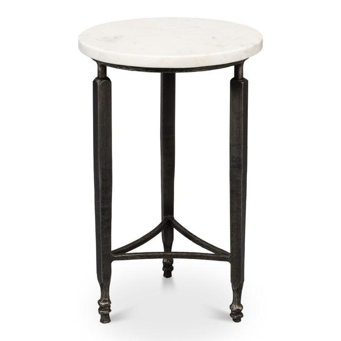 Sarreid Mykos Side Table White Marble