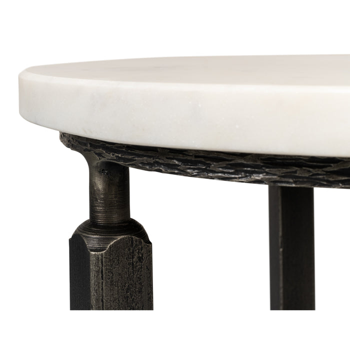 Sarreid Mykos Side Table White Marble