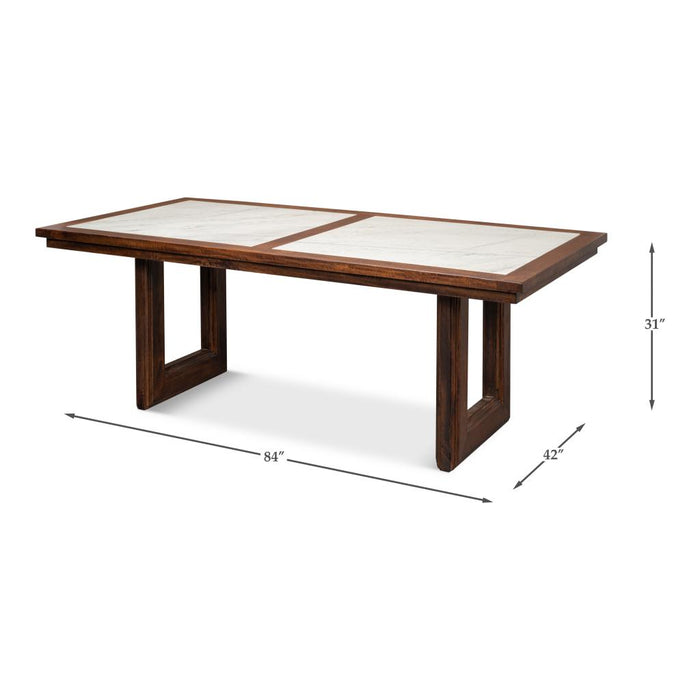 Sarreid Versatilis Wood and Marble Top Dining Table