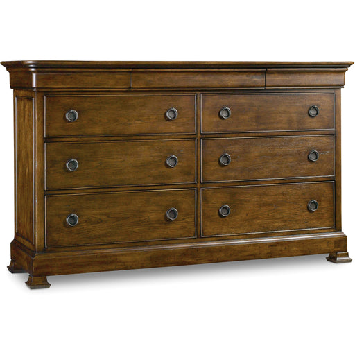 Hooker Furniture Traditional Dark Wood Wide Archivist Nine-Drawer Dresser 