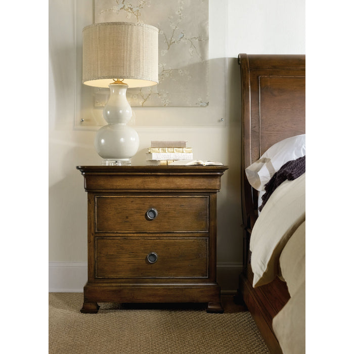 Hooker Furniture Rustic Wood Archivist Three-Drawer Nightstand 