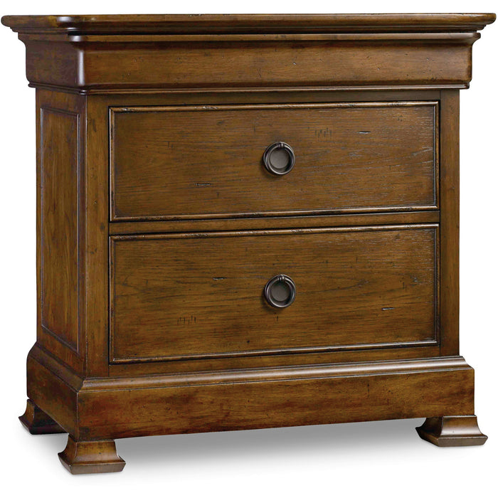 Hooker Furniture Rustic Wood Archivist Three-Drawer Nightstand 