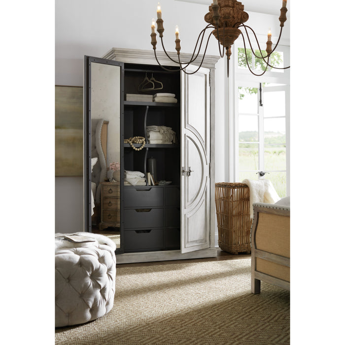 Hooker Furniture Bedroom Boheme Bilzen Vintage White Wood Wardrobe 5750-90013-LTWD