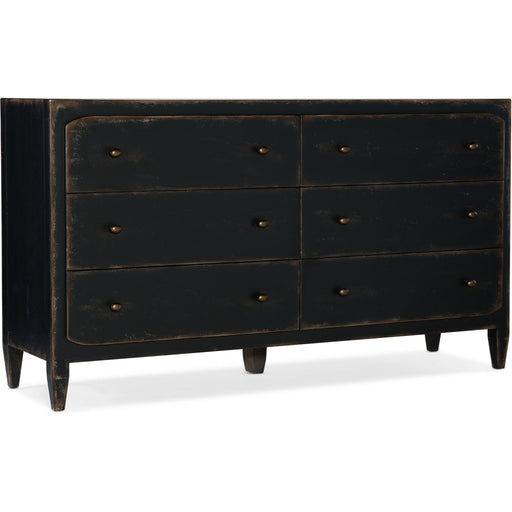 Hooker Furniture Rustic Ciao Bella Six-Drawer Dresser- Black 