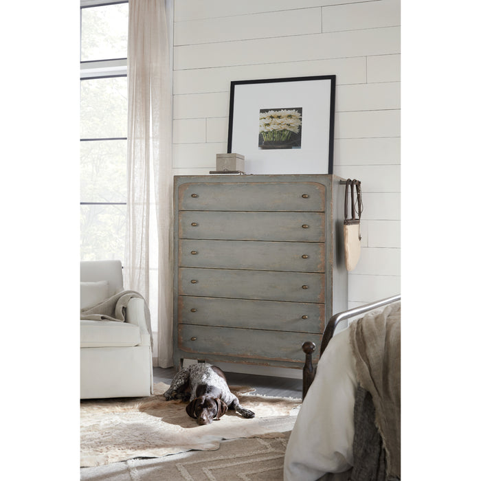 Hooker Furniture Rustic Tall Ciao Bella Six-Drawer Chest- Speckled Gray 