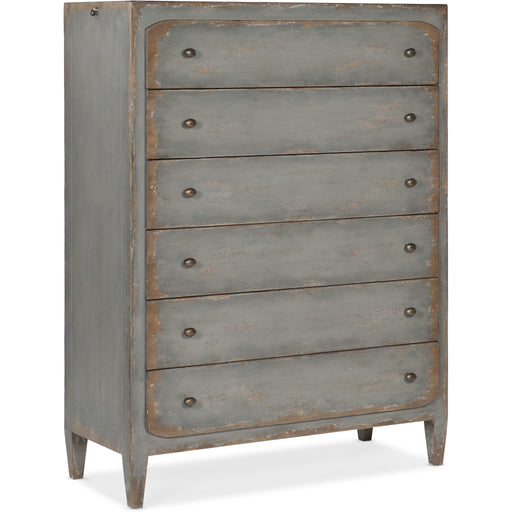 Hooker Furniture Rustic Tall Ciao Bella Six-Drawer Chest- Speckled Gray 