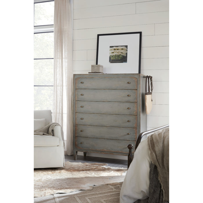 Hooker Furniture Rustic Tall Ciao Bella Six-Drawer Chest- Speckled Gray 