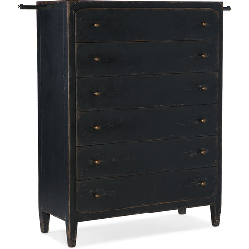 Hooker Furniture Rustic Tall Ciao Bella Six-Drawer Chest- Black 