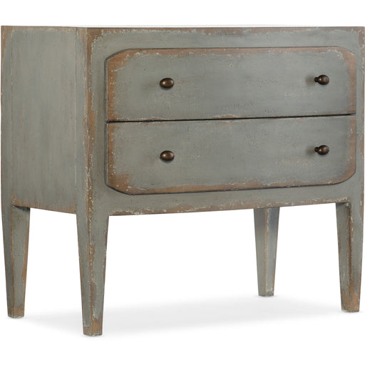 Hooker Furniture Rustic Wood Ciao Bella Two-Drawer Nightstand- Speckled Gray 